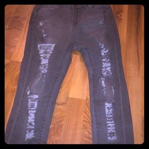 Ripped Gray skinny jeans